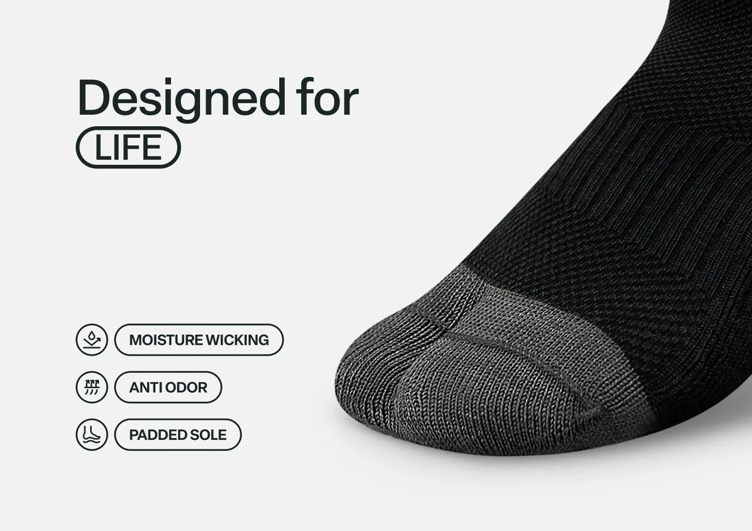 Bunion Relief, Padded Low Cut Socks - Black - Image 6