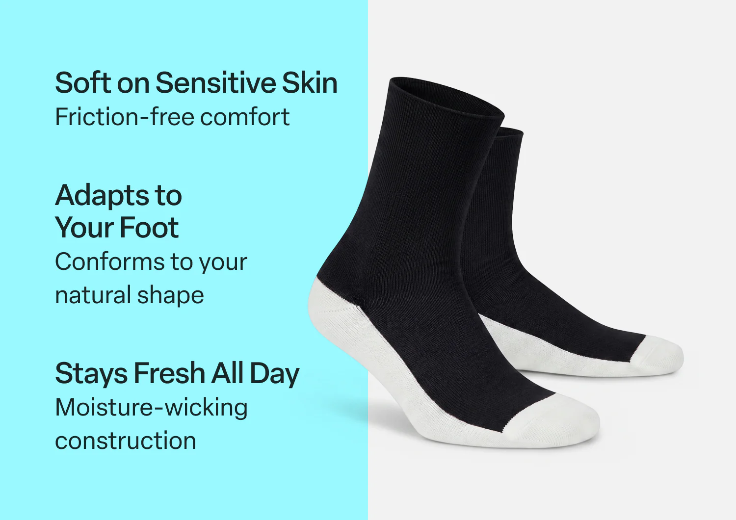 Casual/Dress Diabetic Socks - Black - Image 3