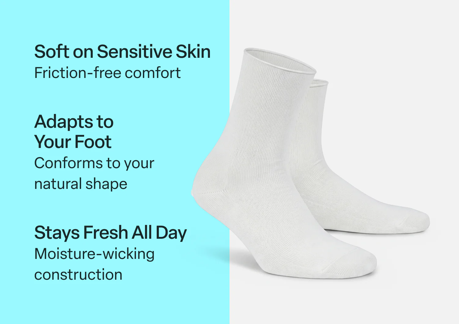 Casual/Dress Diabetic Socks - White - Image 3