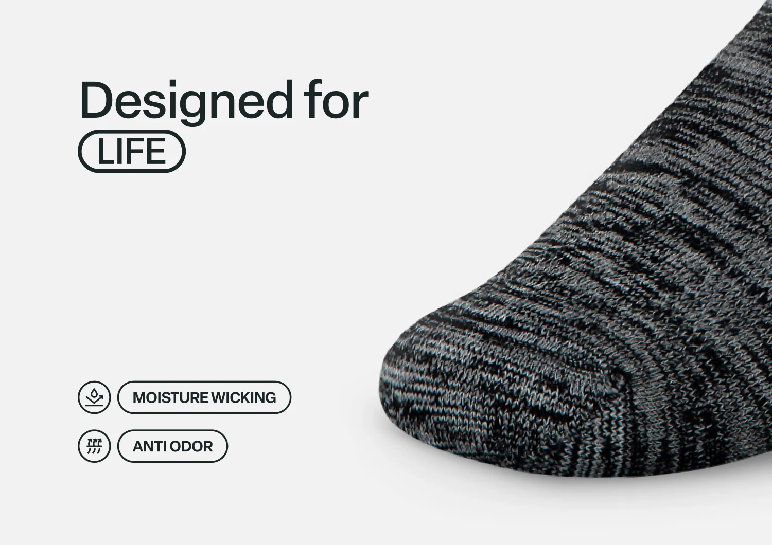 Extra Roomy Socks (Thick) - Black/Gray - Image 6