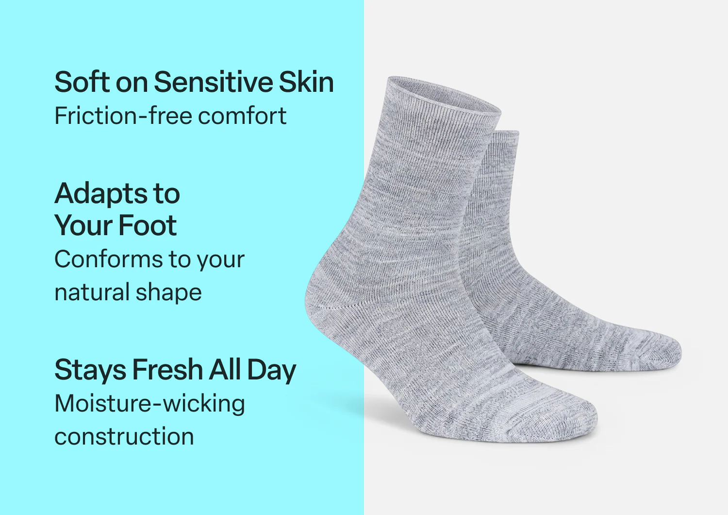 Extra Roomy Socks (Thick) - Gray - Image 3