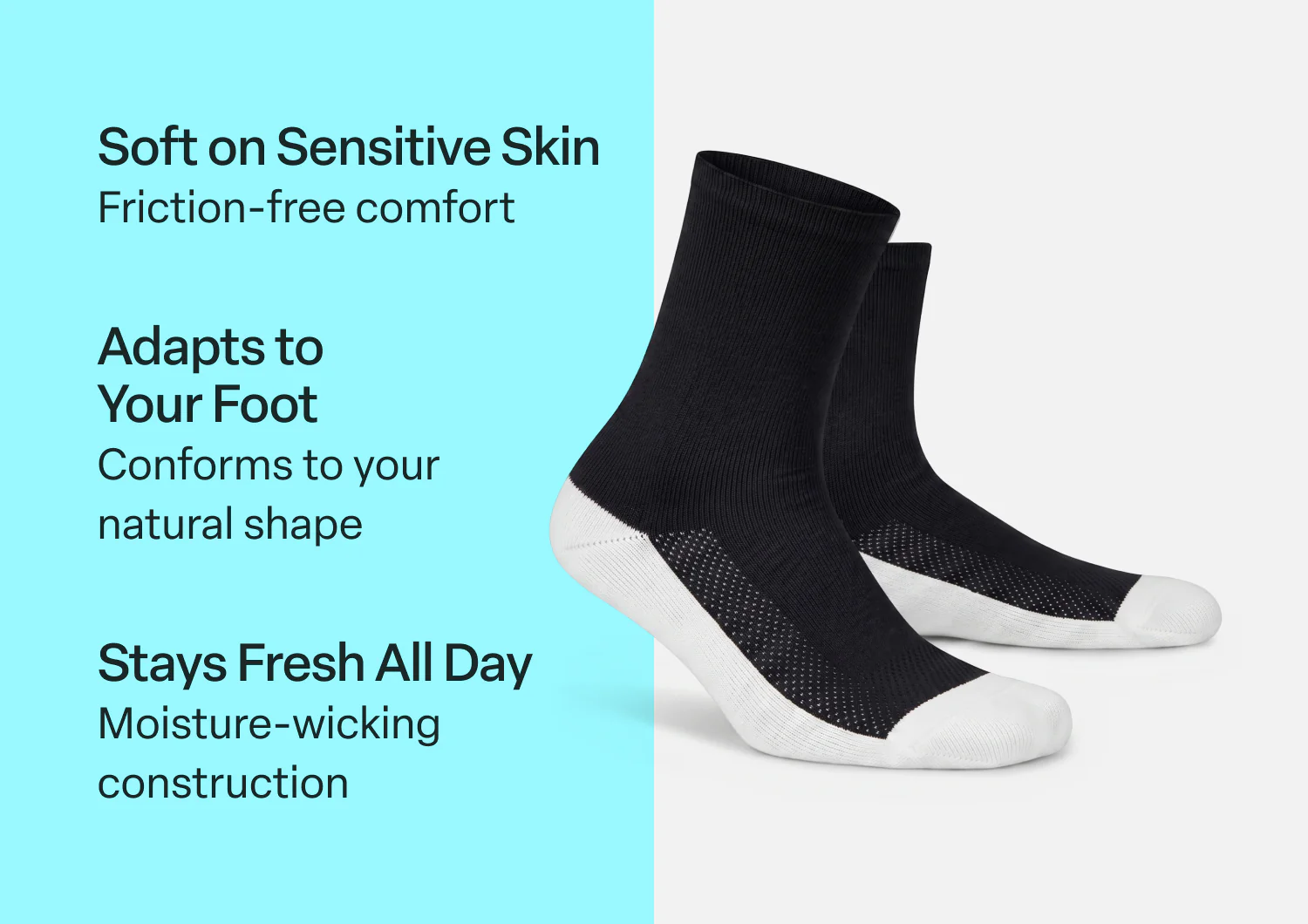 Extra Roomy Diabetic Socks (Thick) - Black - Image 3