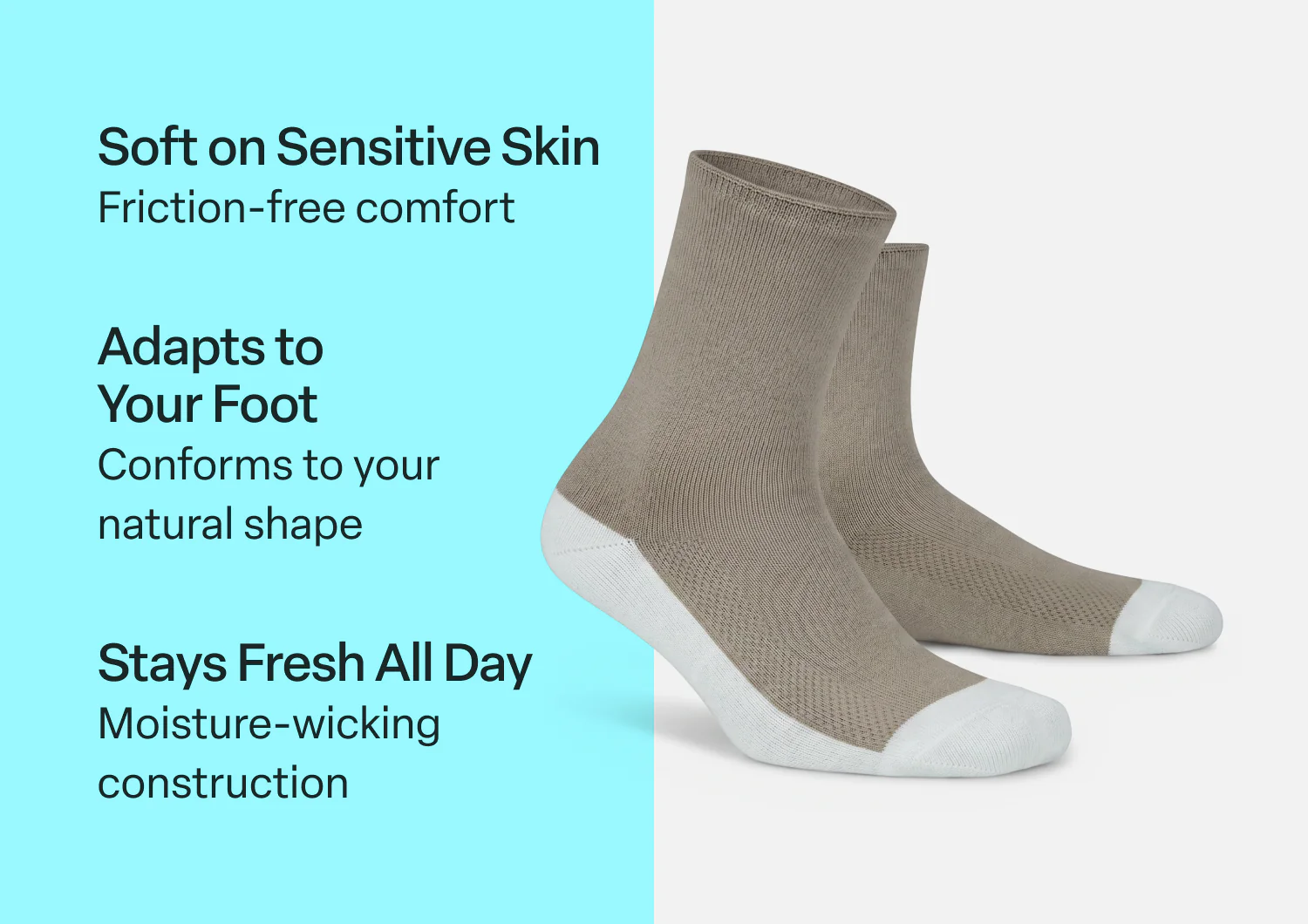 Extra Roomy Diabetic Socks (Thick) - Brown - Image 3