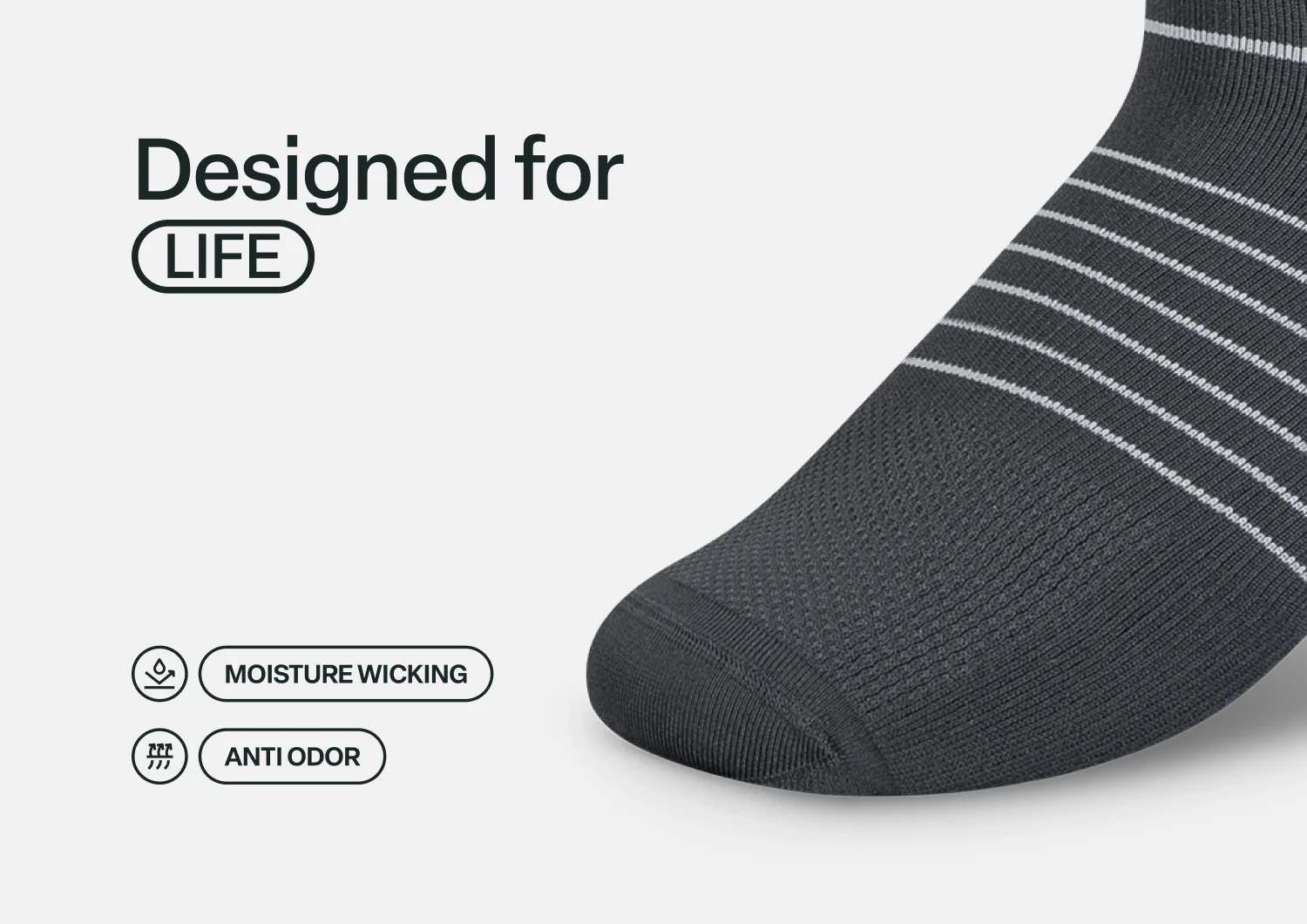 Mid-Calf Compression Socks 18-25 mmHg - Dark Gray - Image 6