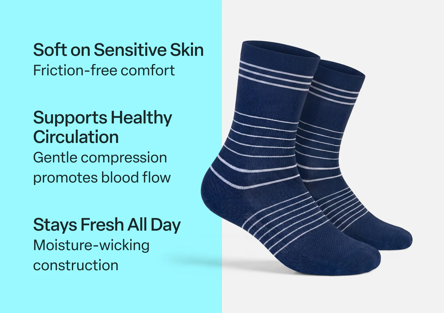 Mid-Calf Compression Socks 18-25 mmHg - Navy - Image 3