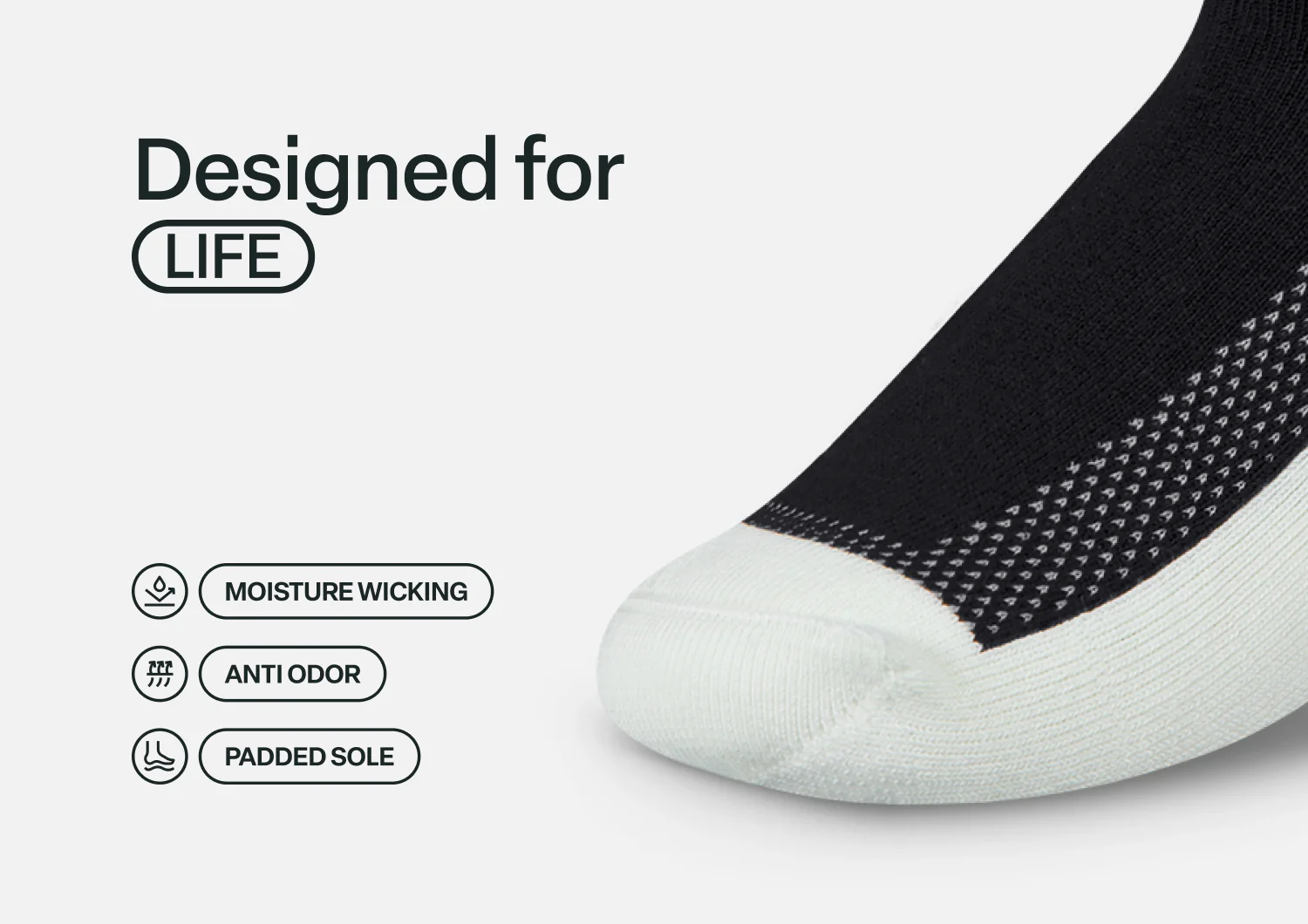 Padded Sole Diabetic Socks - Black - Image 4