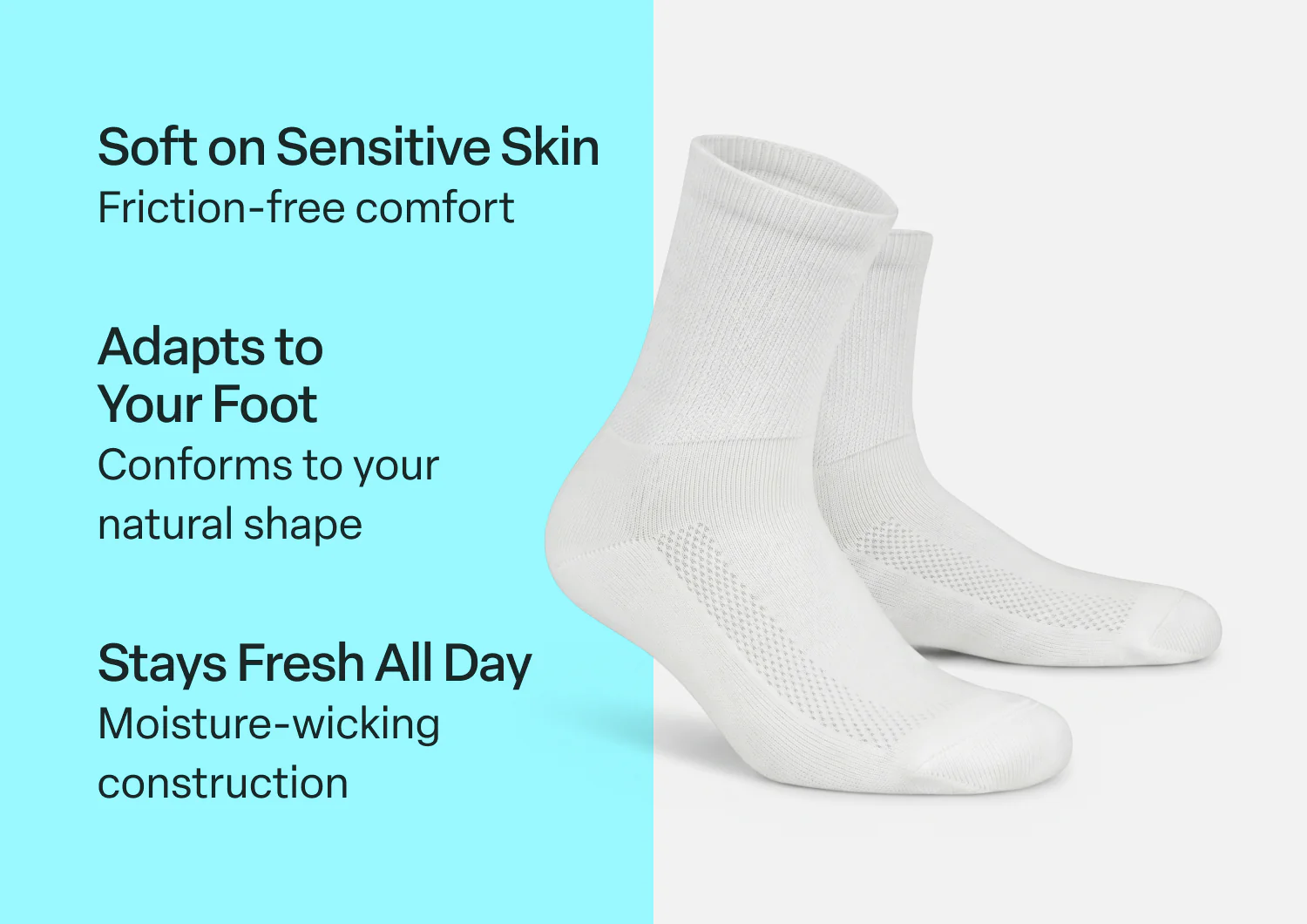 Padded Sole Diabetic Socks - White - Image 3