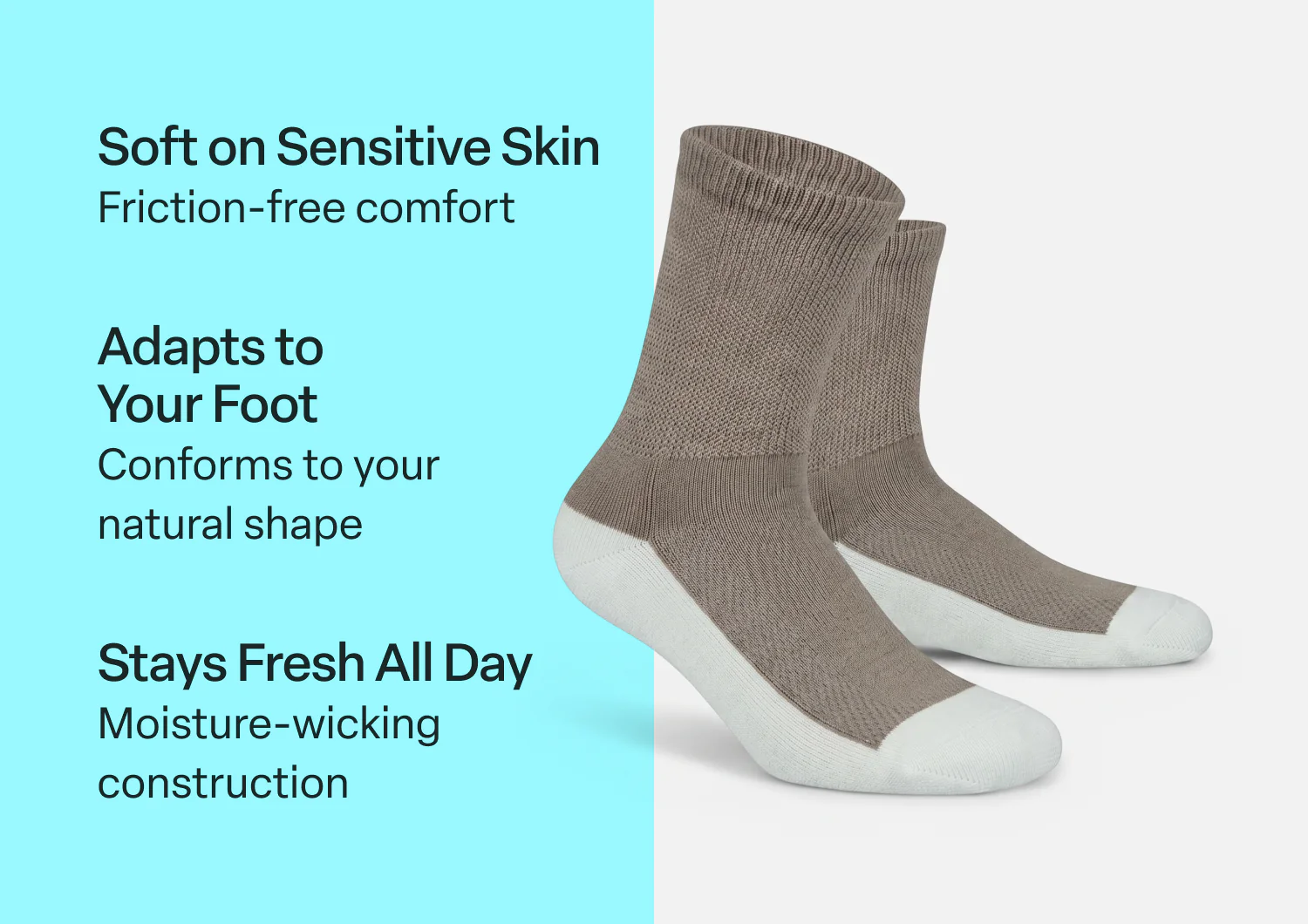 Padded Sole Diabetic Socks - Brown - Image 3